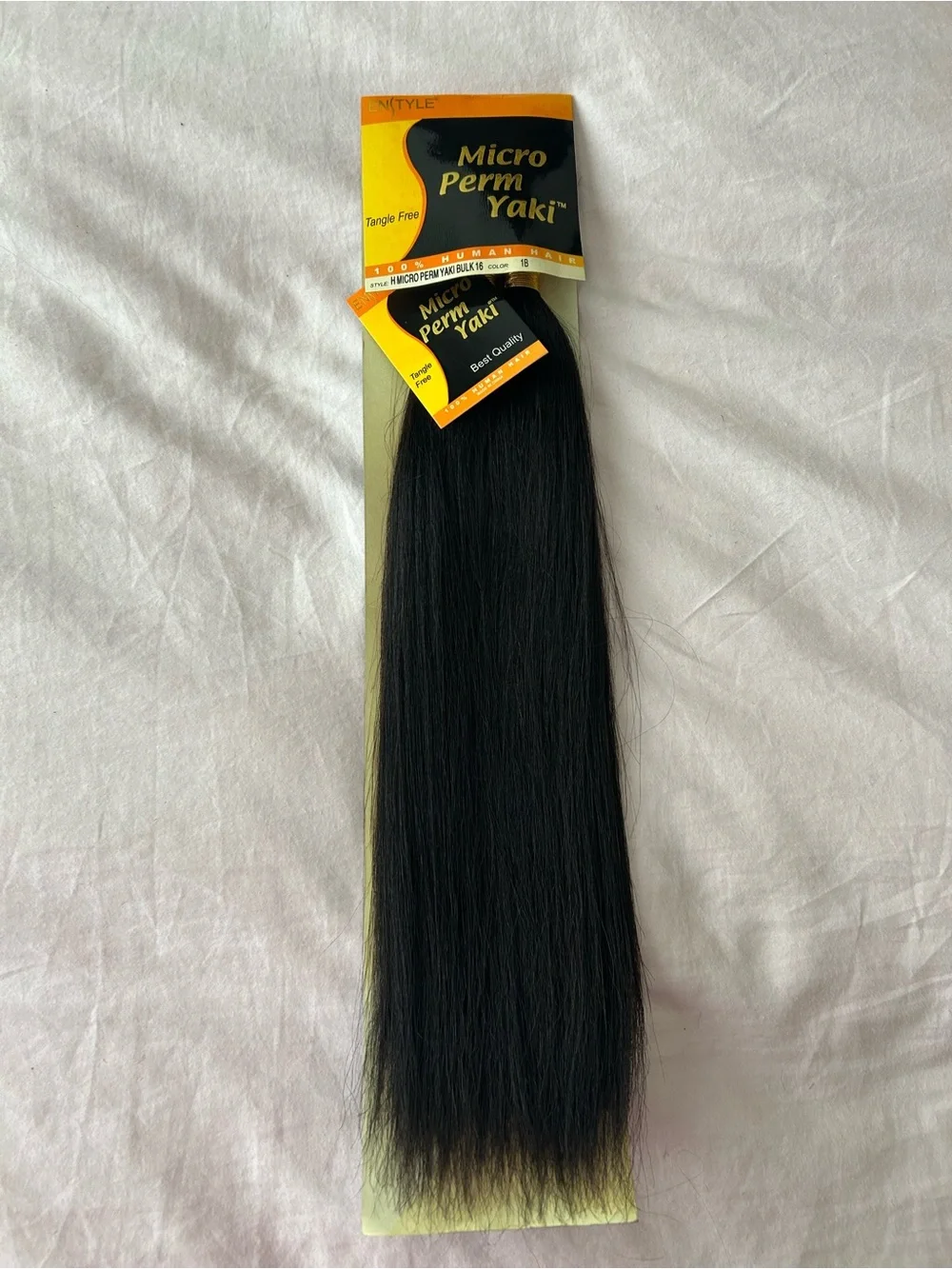 Micro Perm Yaki 100% Bulk Human Hair 16 inches Color 1B